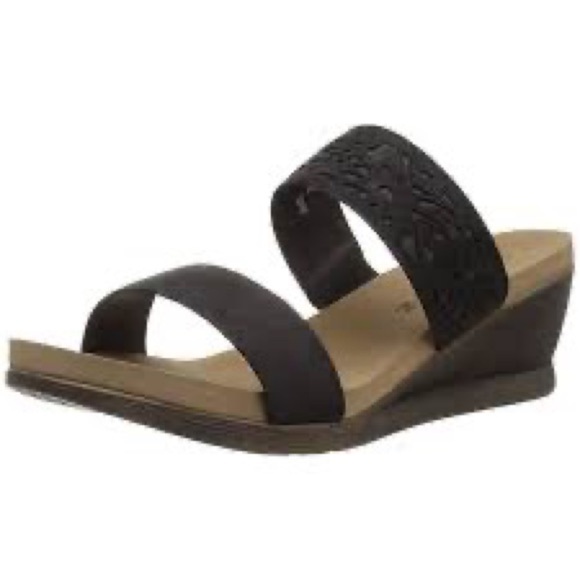 Bearpaw wedge slip on sandals women’s size 10 black - Picture 1 of 8